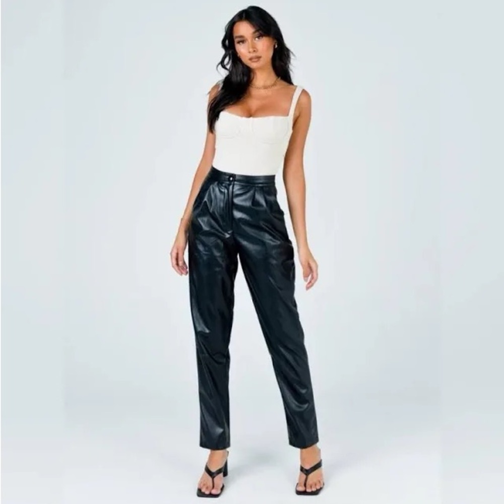 Princess Polly Black Love Club Vegan Leather Pants‎ Sz. 8